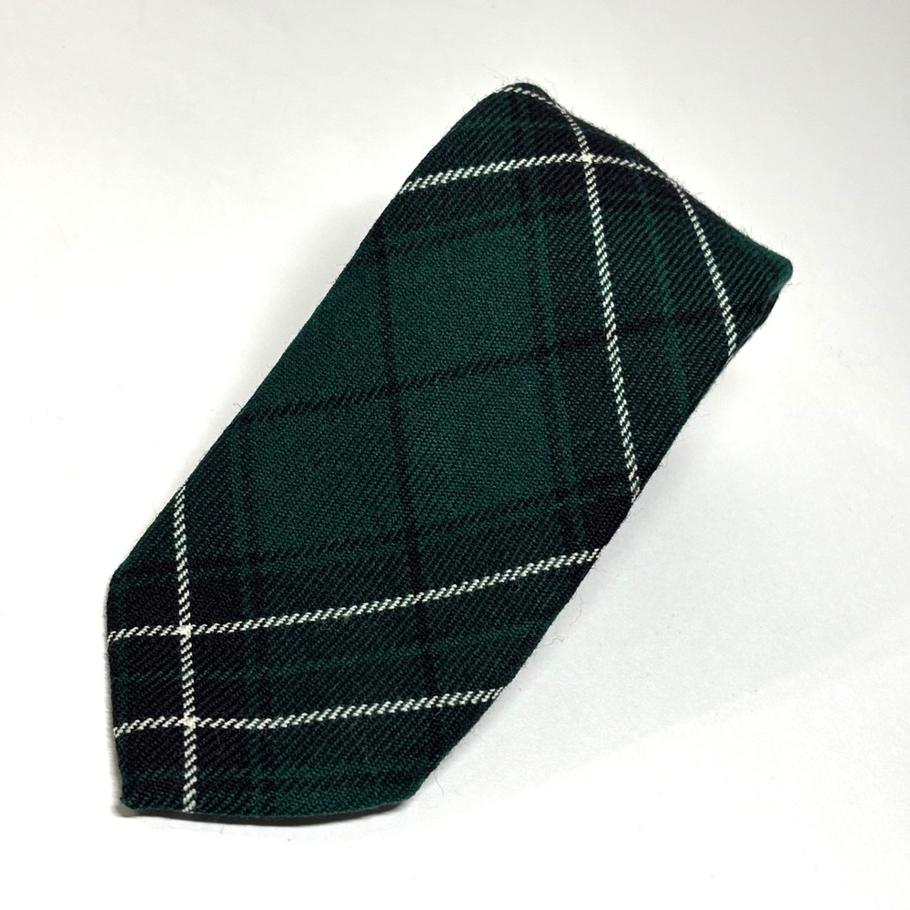 Lochcarron Plaid Tie Mens OS Green 100% New Wool Made in Scotland Preppy Classic